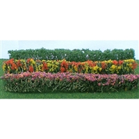 0595510 FLOWER HEDGES 5" x 3/8" x 5/8" HO-scale, Green, Red, Yellow,  and Pink, 8/pk