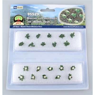 0595529 BROCCOLI & CAULIFLOWERS 3/8" tall HO-scale, 20/pk