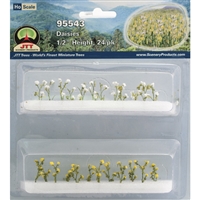 0595543 DAISIES 1/2" tall HO-scale, 24/pk