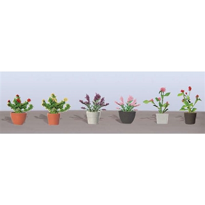 0595565 FLOWER PLANTS POTTED ASSORTMENT 1, HO-scale, 6/pk