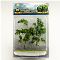 0595618 WOODS EDGE TREES Green, 4" to 5.5", O-scale, 5/pk