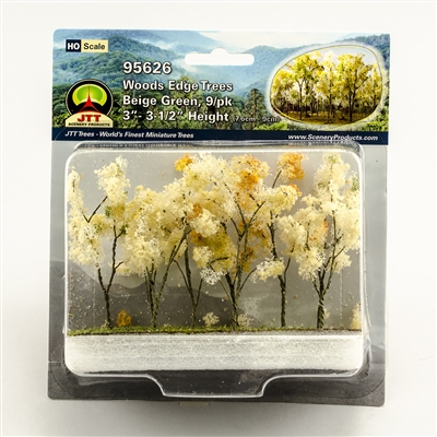 0595626 WOODS EDGE TREES Beige Green, 3" to 3.5", HO-scale, 9/pk