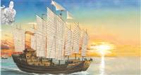 701202 60CM Chinese Chengho Sailing Ship