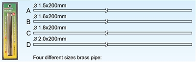709936 20cm Brass Pipe Set 7--1.5, 1.6, 1.8, 2.0mm (1pc each)