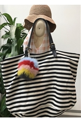 Hey Girl Striped Beach Bag