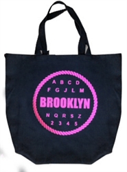 Brooklyn Alphabet & Number Fuchsia Tote Bag
