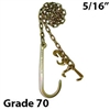 5/16" G70 Chain Assembly - 15" J-Hook and Mini "J" Hook / Grab Hook