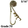 5/16" G70 Chain Assembly - 15" J-Hook and T Hook / Grab Hook