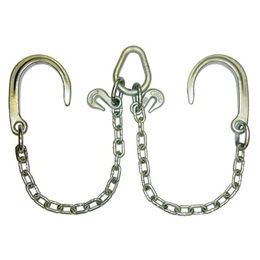 GRADE 40 3' Leg High Test  V Chain with 8" J Hooks, Grab Hooks, and Pear Link