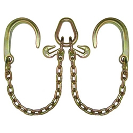 GRADE 70 Leg V Chain with 8" J Hooks, Grab Hooks, and Pear Link