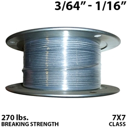 3/64" - 1/16" 7X7 Vinyl Coated Aircraft Cable