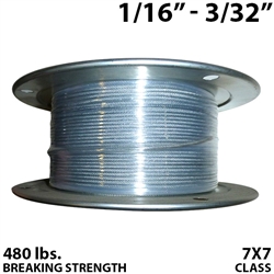1/16" - 3/32" 7X7 Vinyl Coated Aircraft Cable