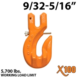 9/32"-5/16" X100 Grade 100 Clevis Grab Hook w/ Latch