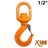 1/2" X100Â® Grade 100 Swivel Eye Self Locking Hook