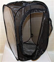 Black 15" by 15" by 24" Popup Cage with zipper protection (vinyl window)