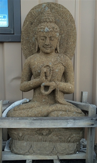 Large Carved Stone Seated Buddha Statue