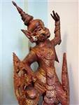 Museum Quality Teak Wood Hanuman Statues Temple Protectors Male/Female Pair Circa 1950s