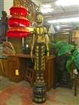 6ft Tall STANDING BUDDHA Statue Laos Teak Wood GOLD GILDED Black Lacquer