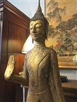 6ft Walking BUDDHA Statue Luang Prabang Laos Abhaya GOLD GILDED Teak Wood