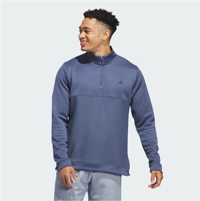 Adidas Menâ€™s Textured Quarter Zip, Ink Blue