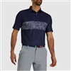 Footjoy Menâ€™s Lisle Tropical Print Polo, Navy