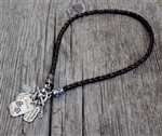 BRAIDED LEATHER NECKLACE W/ STERLING ENDERS & TOGGLE