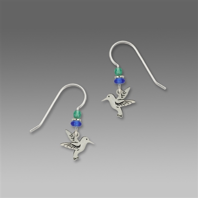 Sienna Sky Earrings-Small Silver Tone Hummingbird