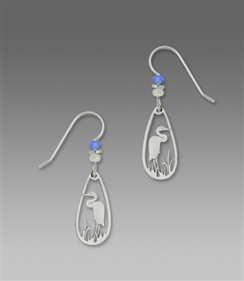 Sienna Sky Earrings-Silver-tone Heron Laser Cut Dangle