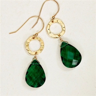 Holly Yashi Lucinda Earrings-Emerald Green-Gold
