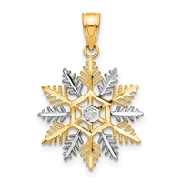 10 k Yellow & White Gold Snowflake Pendant