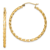 10k Gold Diamond Cut Hoop Earrings