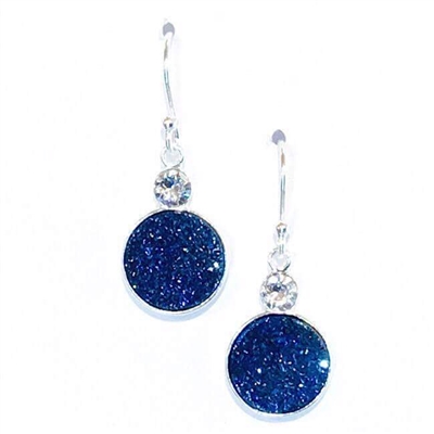 Sterling Silver Dangle Earrings- Druzy Quartz