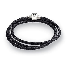 CHAMILIA Bracelet-Ebony Braided Leather Wrap 22.2 Inches