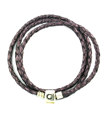 CHAMILIA Bracelet-Plum Braided Leather Wrap 22.2 Inches