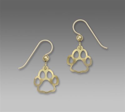 Sienna Sky Earrings- Gold Tone Paw Print Outline