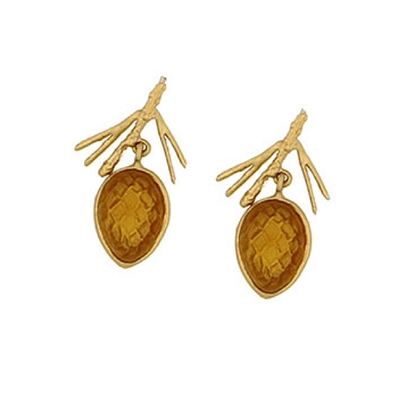 Autumn Pine Cone Post Drop Earrings