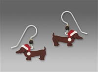 Sienna Sky Earrings - Christmas Dachshund with Santa Hat