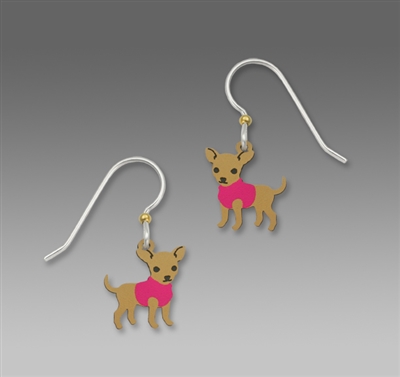 Sienna Sky Earrings-Chihuahua in Pink Sweater