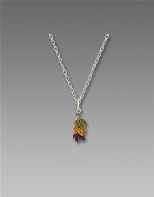 Sienna Sky Necklace- Green Golden Rust Triple Maple Leaf