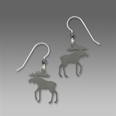 Sienna Sky Earrings-Dark Gray Moose Silhouette