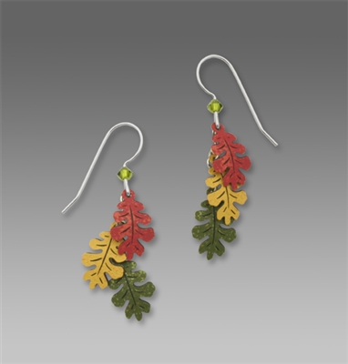 Sienna Sky Earrings-Tri-Color Dangling Oak Leaves