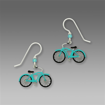 Sienna Sky Earrings-Bicycle-Vintage-Style Bike in Aqua