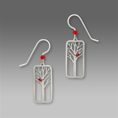 Sienna Sky Earrings-Bird-Red Cardinal  in a Tree