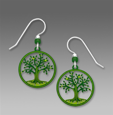 Sienna Sky Earrings- Green Tree of Life Filigree Disc