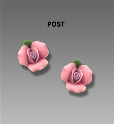 Sienna Sky Earrings- Small Pink 3D Rosebud Post
