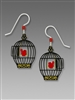 Sienna Sky Earrings-Red Bird in Black Cage