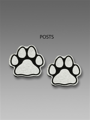 Sienna Sky Earrings-Small Silver Tone Paw Print Post