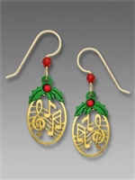Sienna Sky Earrings-Christmas Holly Musical Note