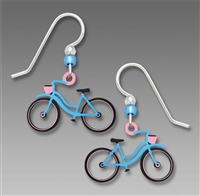 Sienna Sky Earrings - Retro Blue and Pink Bicycle-Bike