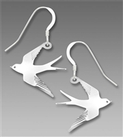 Sienna Sky Earrings - Shiny Silver Flying Swallow